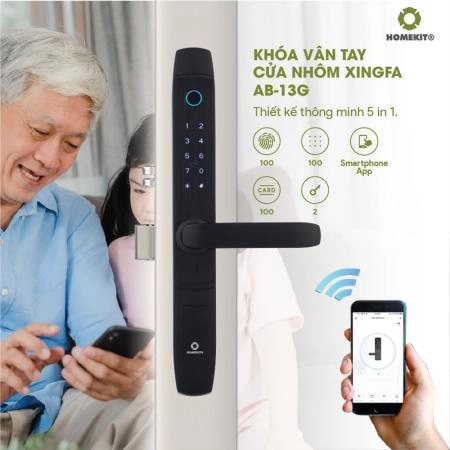 Khóa vân tay cửa nhôm kính HOMEKIT AB-G13 - 3775