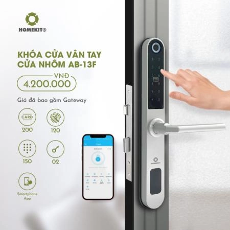 Khóa vân tay cửa nhôm HOMEKIT AB-13F - 3821