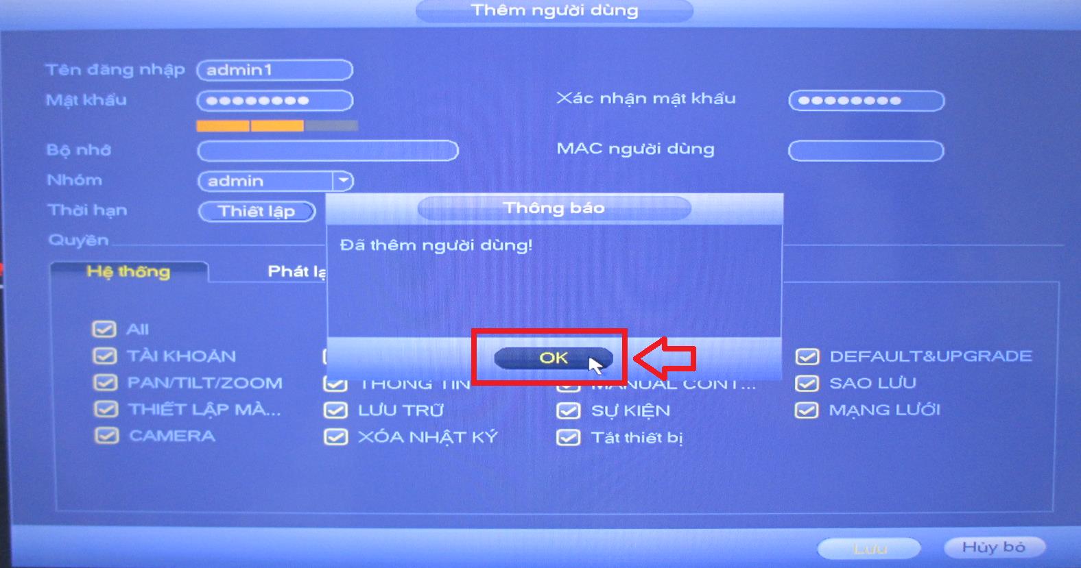 Hướng Dẫn Cách Tạo Thêm Tài Khoản Với Quyền Admin Trên Đầu Ghi Dahua