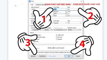 Cách chỉnh font chữ mặc định cho word trên wps - 3655