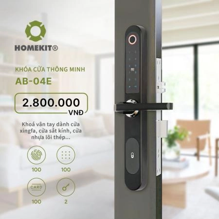 ảnh sản phẩm Khóa vân tay cửa nhôm kính HOMEKIT AB-04E ảnh 1