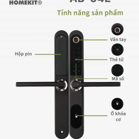 ảnh sản phẩm Khóa vân tay cửa nhôm kính HOMEKIT AB-04E ảnh 2