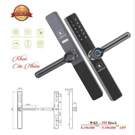 Ảnh sản phẩm Khóa vân tay, thẻ từ dành cho cửa lùa Kassler KL-599 Black - hình 1