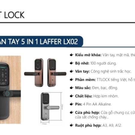 Ảnh sản phẩm Khóa vân tay LAFFER LX02 chuyên cho cửa gỗ, cửa phòng 5 tính năng mở khóa - hình 3