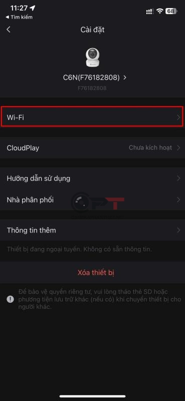 Cài đặt lại wifi camera ezivz khi đổi mật khẩu wifi - 5370