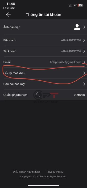 Hướng dẫn đổi mật khẩu ứng dụng TTLOCK - 5382