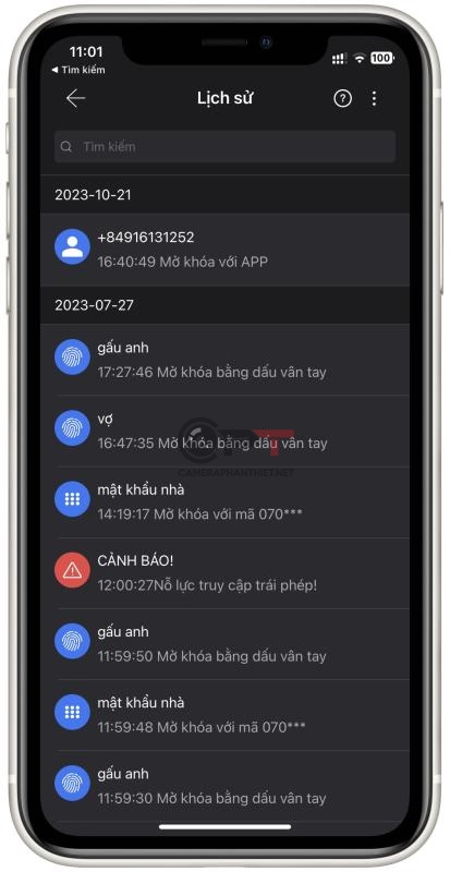 Cách xem nhật ký lịch sử mở khóa cửa qua ứng dụng TTLOCK - 5399