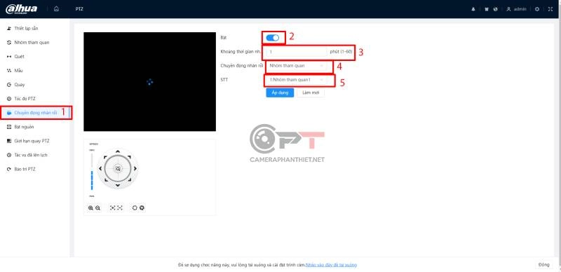 Cấu hình cho camera tự động xoay theo chu kỳ và điểm và lịch trình - 5423