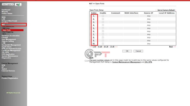 Hướng dẫn mở port draytek cho camera, máy tính và các thiết bị khác - 5715