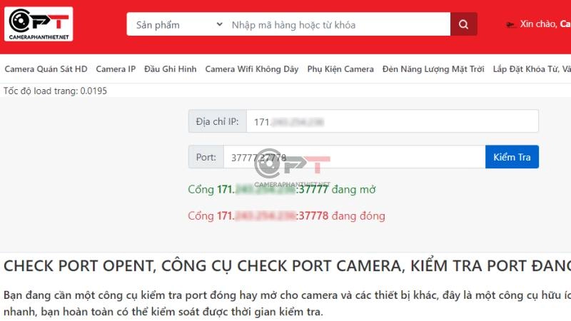 Check port opent, công cụ check port camera, kiểm tra port đang đóng hay mở