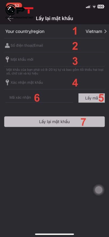 Cách lấy lại mật khẩu, khi quên mật khẩu trên ứng dụng ttock - 6308