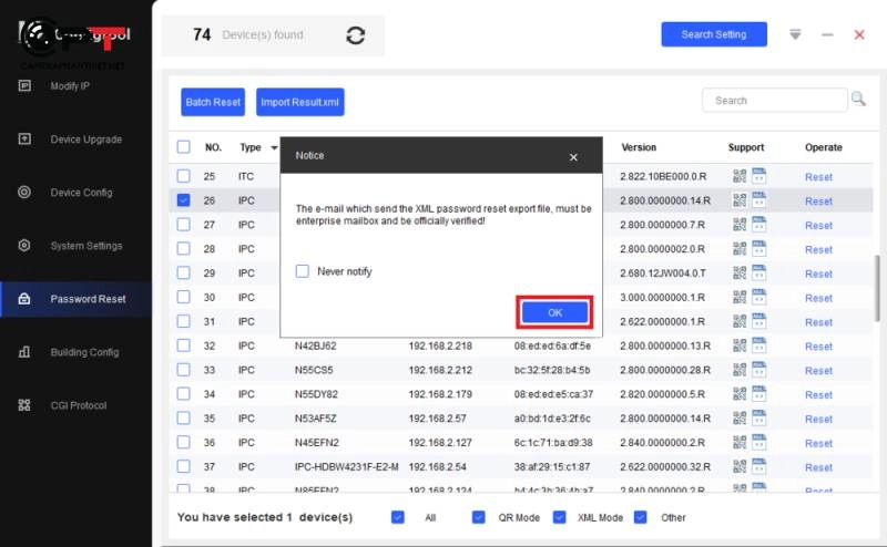 Reset mật khẩu camera dahua hoặc đầu ghi hình dahua bằng dahua config tool - 6435