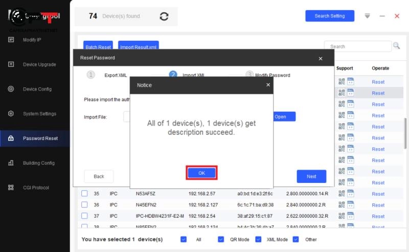 Reset mật khẩu camera dahua hoặc đầu ghi hình dahua bằng dahua config tool - 6437