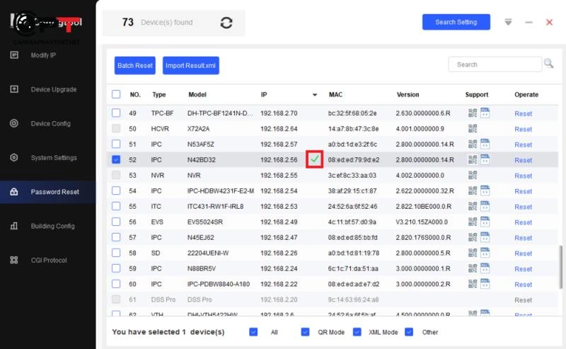 Reset mật khẩu camera dahua hoặc đầu ghi hình dahua bằng dahua config tool - 6440