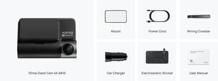 Những thiết bị đi kèm khi mua camera hành trình 70mai A810