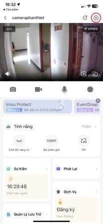 Chọn cài đặt camera