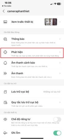 Chọn menu phát hiện