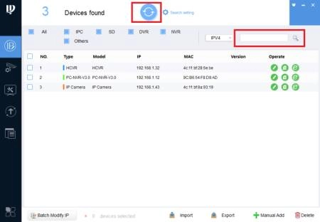 Khởi động phần mềm ConfigTool và tìm thiết bị