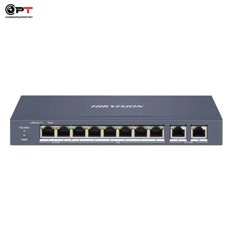 Ảnh sản phẩm Hikvision DS-3E1310HP-EI Switch mạng thông minh 8 cổng PoE 2 cổng uplink 1000Mbps - hình 1