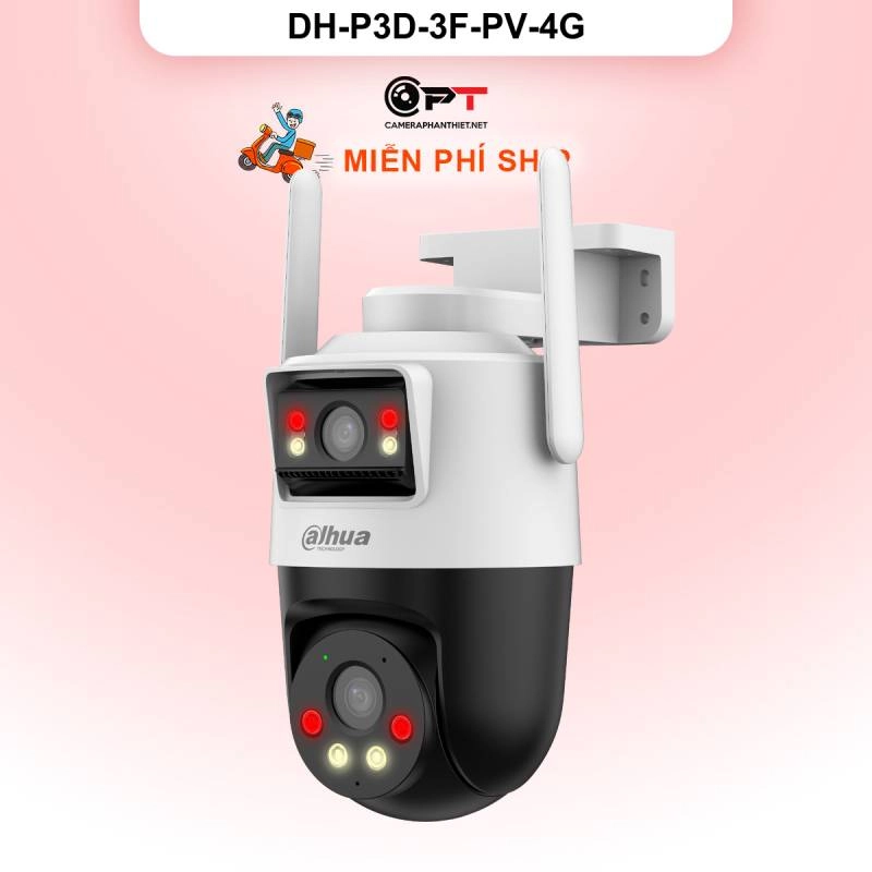 Ảnh sản phẩm Camera 4G Dahua DH-P3D-3F-PV-4G 3MP 2 mắt xoay 360° đêm có màu báo động AI - hình 2