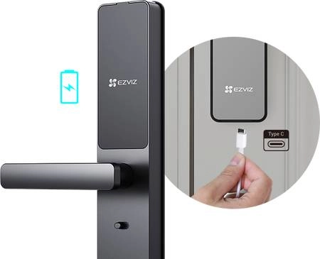 Cấp nguồn khẩn cấp cho khóa bằng dây type cắm vào sạc dự phòng