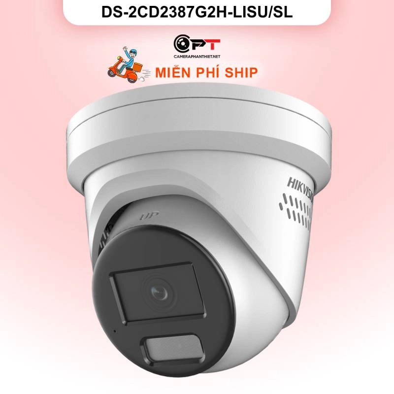 Ảnh sản phẩm Camera Hikvision  DS-2CD2387G2H-LISU/SL Camera IP Bán cầu vát 8MP - CÓ MÀU 2424 tích hợp MIC cảnh báo bằng âm thanh và đèn - hình 1