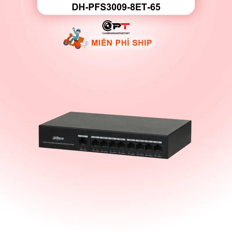 Ảnh sản phẩm Switch Dahua 8 port POE 10/100 DH-PFS3009-8ET-65 - hình 1
